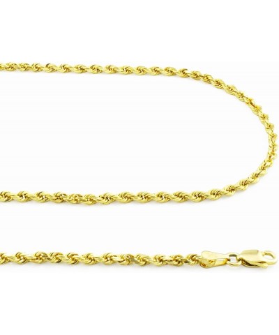 14k Yellow Gold 2.5mm Solid Rope Chain Diamond Cut Link Pendant Necklace, Mens Womens Jewelry 16" 18" 20" 22" 24" 26" 28" 30 ...