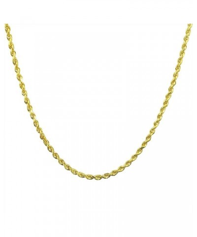 14k Yellow Gold 2.5mm Solid Rope Chain Diamond Cut Link Pendant Necklace, Mens Womens Jewelry 16" 18" 20" 22" 24" 26" 28" 30 ...