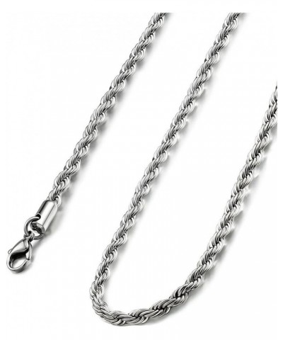 Silver Stainless Steel Twist Rope Chain Necklace for Men Women 2-6mm, 18-30 inches Silver, 5mm wide 26.0 Inches $10.02 Necklaces