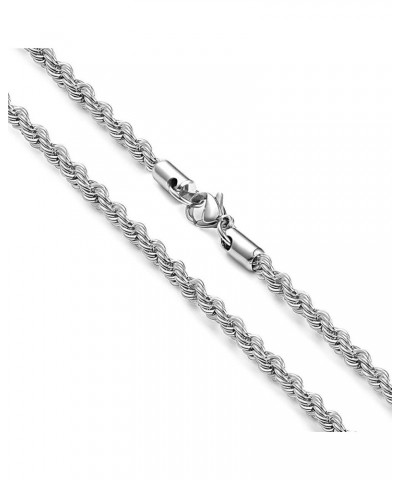 Silver Stainless Steel Twist Rope Chain Necklace for Men Women 2-6mm, 18-30 inches Silver, 5mm wide 26.0 Inches $10.02 Necklaces