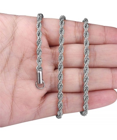 Silver Stainless Steel Twist Rope Chain Necklace for Men Women 2-6mm, 18-30 inches Silver, 5mm wide 26.0 Inches $10.02 Necklaces