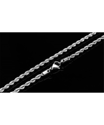 Silver Stainless Steel Twist Rope Chain Necklace for Men Women 2-6mm, 18-30 inches Silver, 5mm wide 26.0 Inches $10.02 Necklaces