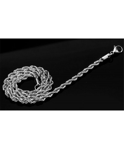 Silver Stainless Steel Twist Rope Chain Necklace for Men Women 2-6mm, 18-30 inches Silver, 5mm wide 26.0 Inches $10.02 Necklaces