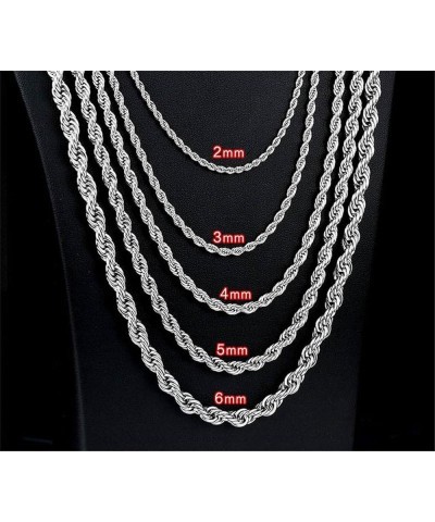 Silver Stainless Steel Twist Rope Chain Necklace for Men Women 2-6mm, 18-30 inches Silver, 5mm wide 26.0 Inches $10.02 Necklaces