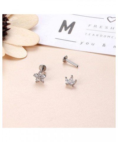 Cartilage Earring Stud 16G Stainless Steel Internally Threaded CZ Flower Heart Bee Butterfly Snake Helix Tragus Conch Labret ...