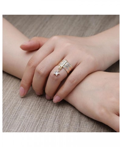 14K Gold Plated Star/Love Heart Ring for Women Girls Dainty Crystal Stackable Ring Personality Creative Multi Rings Party Wed...