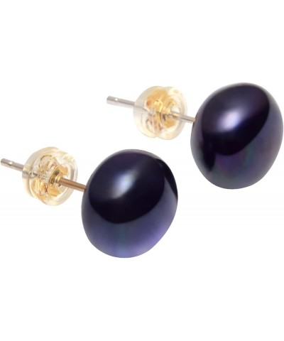 Freshwater Pearl Stud Earrings Real Pearl Stud 4 Colors Available 6mm 8mm 10mm 8mm Black $10.79 Earrings