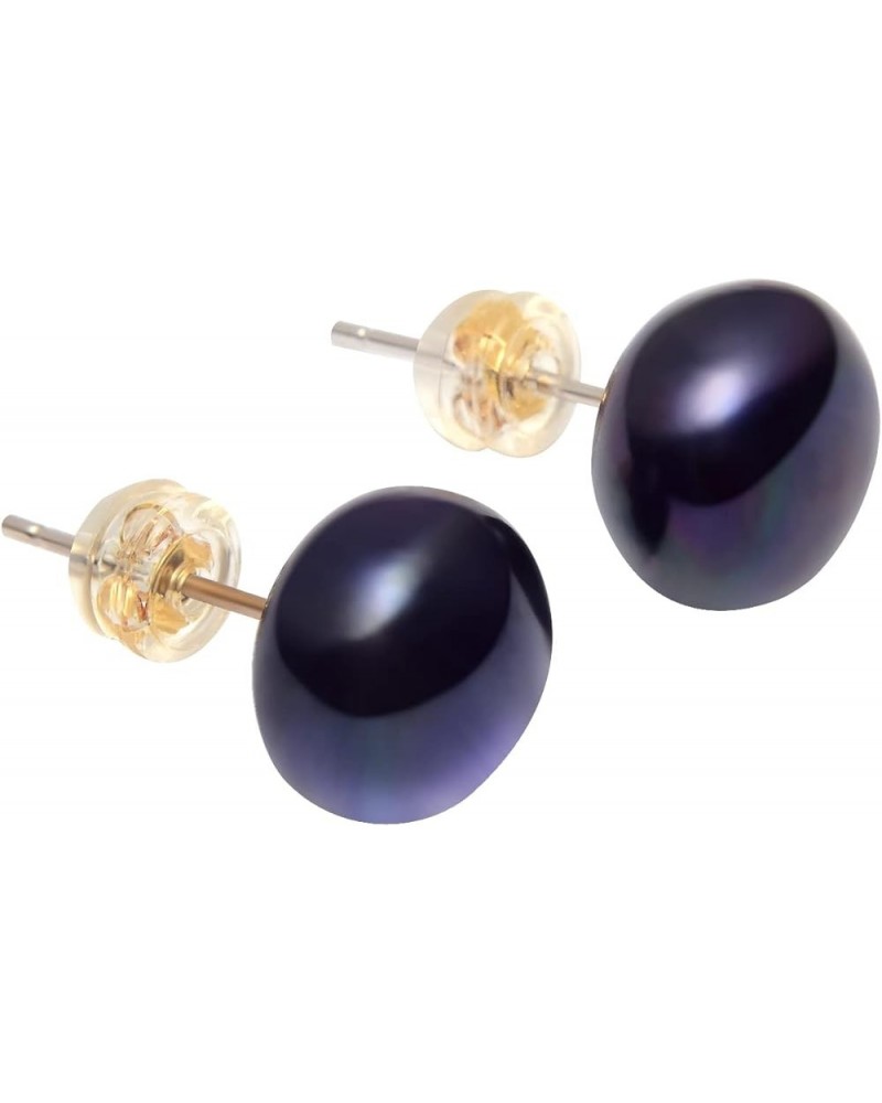 Freshwater Pearl Stud Earrings Real Pearl Stud 4 Colors Available 6mm 8mm 10mm 8mm Black $10.79 Earrings