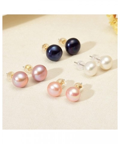 Freshwater Pearl Stud Earrings Real Pearl Stud 4 Colors Available 6mm 8mm 10mm 8mm Black $10.79 Earrings