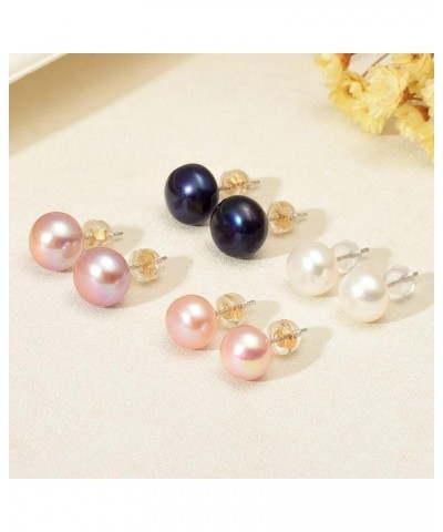 Freshwater Pearl Stud Earrings Real Pearl Stud 4 Colors Available 6mm 8mm 10mm 8mm Black $10.79 Earrings