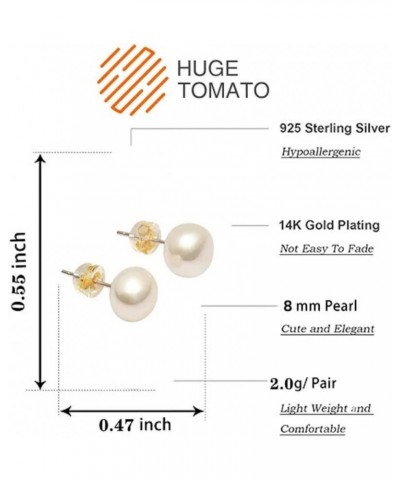 Freshwater Pearl Stud Earrings Real Pearl Stud 4 Colors Available 6mm 8mm 10mm 8mm Black $10.79 Earrings