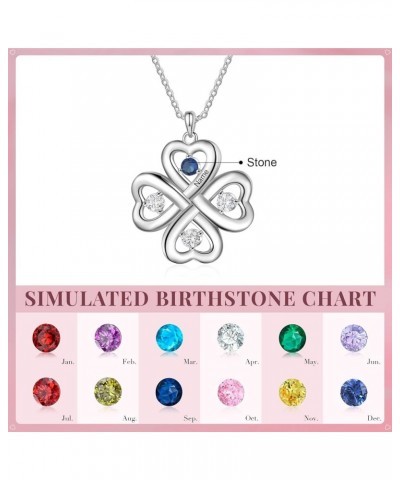 Personalized Four Leaf Clover Necklace with Custom Birthstones & Names Jewelry for Women Mom Sister Girlfriend Perfect Gifts ...