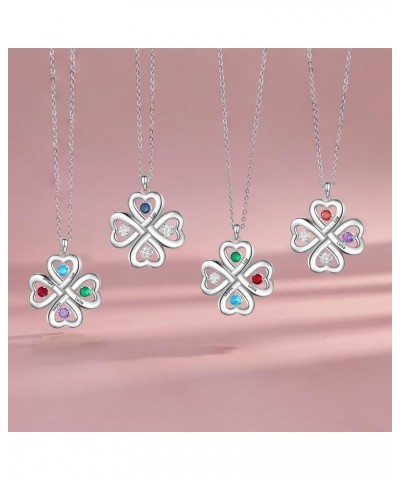 Personalized Four Leaf Clover Necklace with Custom Birthstones & Names Jewelry for Women Mom Sister Girlfriend Perfect Gifts ...