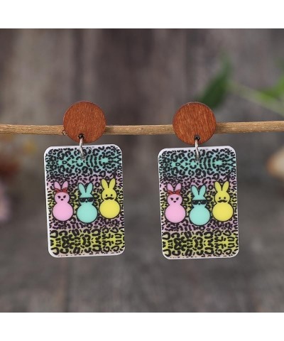 Easter Day Earrings for Women Cute Happy Easter Rabbit Truck Earrings Colorful Acrylic Dangle Bunny Earrings Spring Easter De...