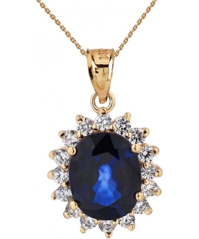 Elegant Diamond Princess Diana Inspired Pendant Necklace with September Birthstone in 10k Yellow Gold 22.0 Inches $175.49 Nec...