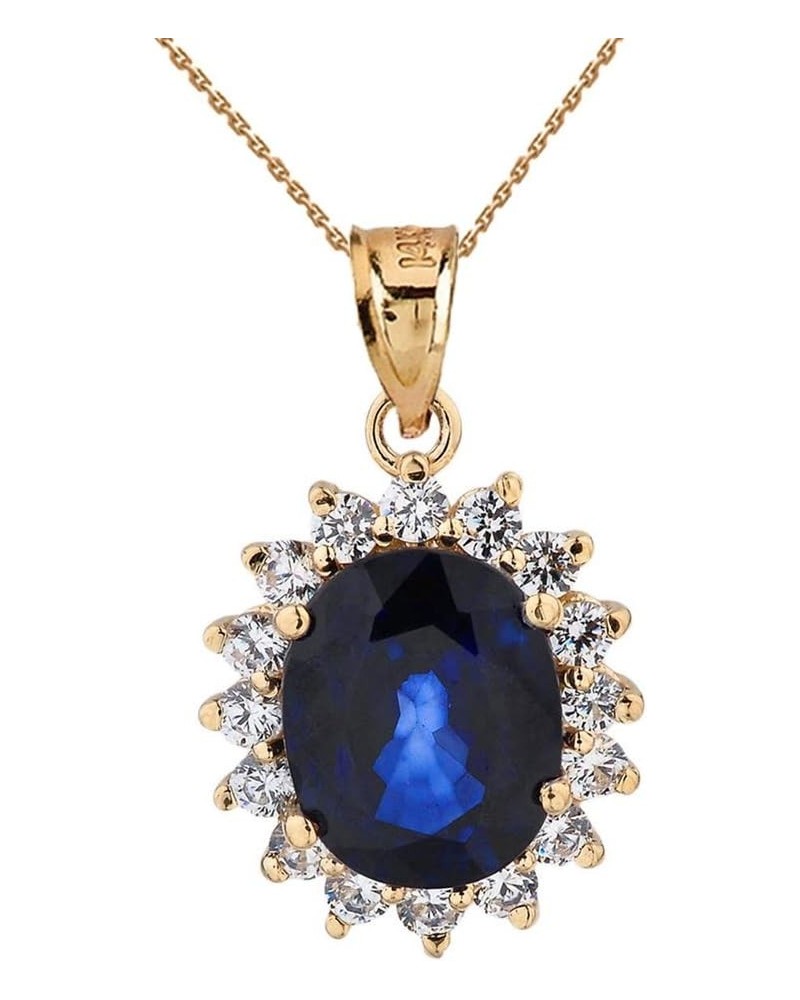 Elegant Diamond Princess Diana Inspired Pendant Necklace with September Birthstone in 10k Yellow Gold 22.0 Inches $175.49 Nec...