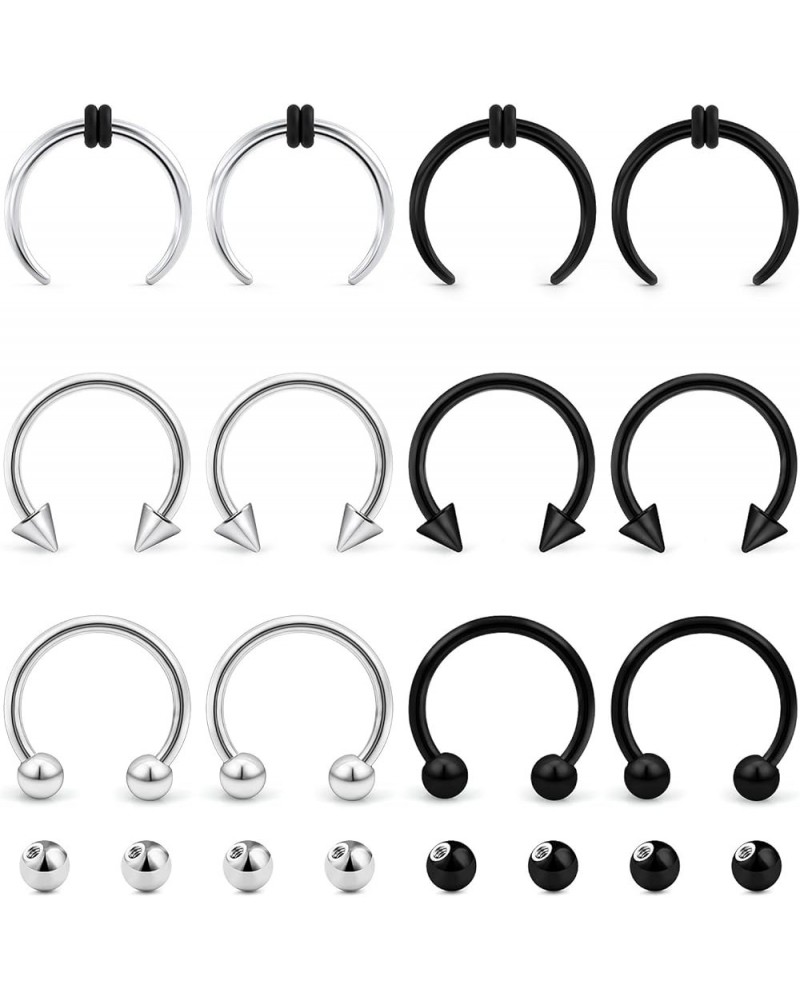 14g 16g Septum Rings Surgical Steel Septum Jewelry Septum Ring Spike Septum Piercing for Women Men Horseshoe Earring Hoop Lip...