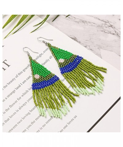 Beaded Tassel Earrings – Bohemian Native Statement Seed Bead Dangle Earrings for Women, Boho Statement Handmade Beaded Drop F...