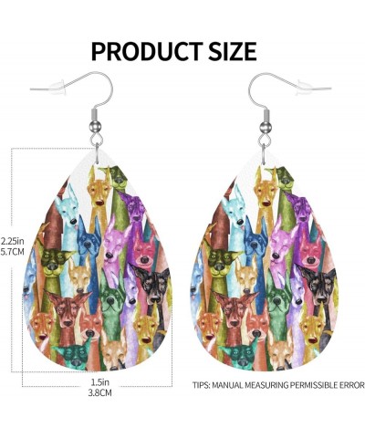 Cute Dog Puppy Cartoon Animals Colorful Print Leather Earrings For Women Lightweight 2 Pairs Faux Leather Earrings Gifts Colo...