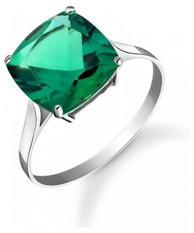 3.10 ctw Carats 925 Sterling Silver Cushion Emerald Solitaire Ring with Genuine Vibrant Emerald Brilliant Cut Anniversary Eng...