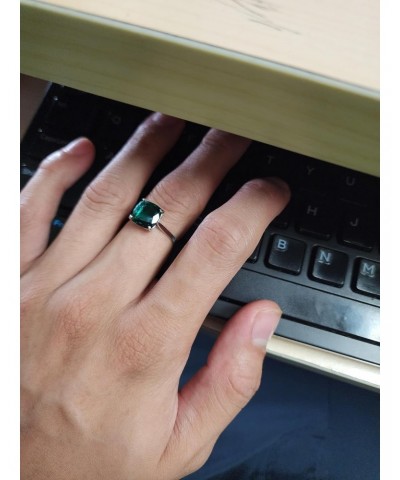 3.10 ctw Carats 925 Sterling Silver Cushion Emerald Solitaire Ring with Genuine Vibrant Emerald Brilliant Cut Anniversary Eng...