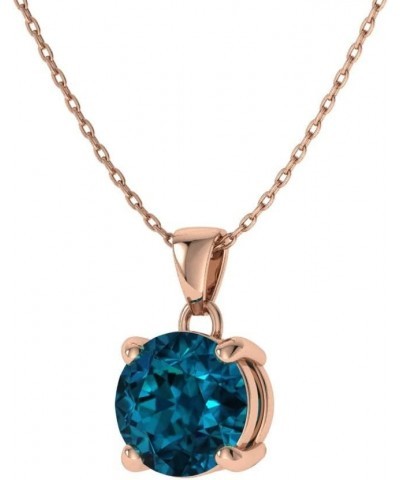 Natural and Certified Gemstone Solitaire Petite Necklace in 14k Solid Gold | 0.31 Carat Pendant with Chain London Blue Topaz ...