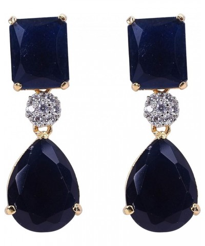 Gold Plated Cubic Zirconia Dangle Drop Earrings Jewelry For Women blue $10.71 Earrings