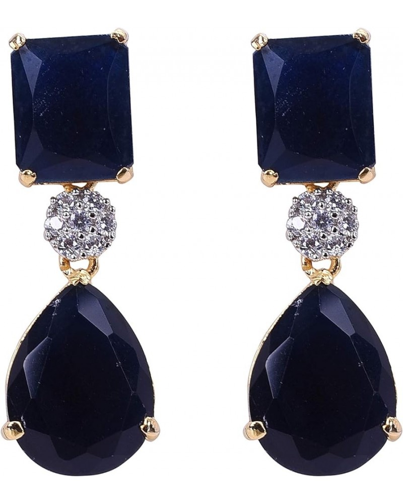 Gold Plated Cubic Zirconia Dangle Drop Earrings Jewelry For Women blue $10.71 Earrings