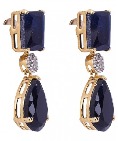 Gold Plated Cubic Zirconia Dangle Drop Earrings Jewelry For Women blue $10.71 Earrings