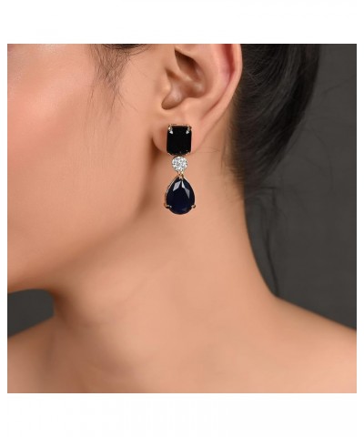 Gold Plated Cubic Zirconia Dangle Drop Earrings Jewelry For Women blue $10.71 Earrings