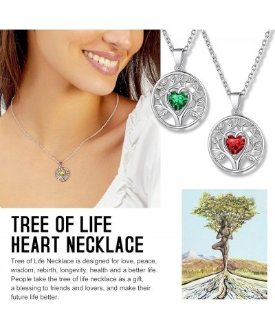 925 Sterling Silver Tree of Life/Filigree Crescent Moon Necklace Heart Birthstone Pendant Necklace Gift for Women Girls a. tr...