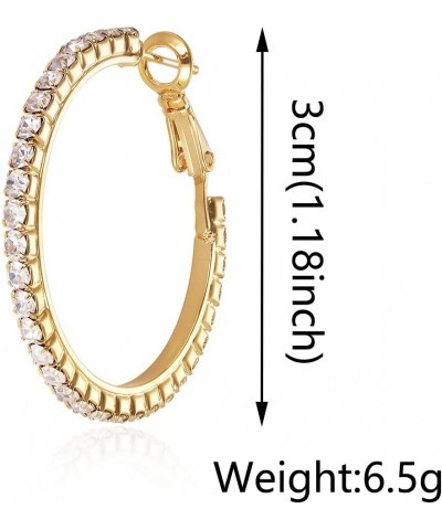 Fashion Sparkly Austrian Circle Hoop Earrings For Women Girls Piercing Earrrings 3CM-GOLD $7.79 Earrings