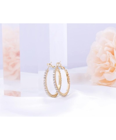 Fashion Sparkly Austrian Circle Hoop Earrings For Women Girls Piercing Earrrings 3CM-GOLD $7.79 Earrings