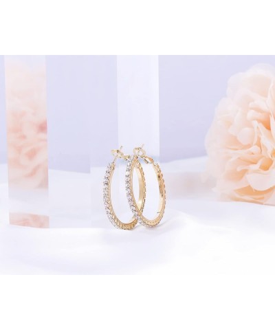 Fashion Sparkly Austrian Circle Hoop Earrings For Women Girls Piercing Earrrings 3CM-GOLD $7.79 Earrings