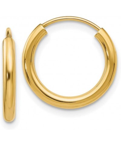 2mm Endless Hoop Earrings Polished in Real 14k Yellow Gold 15mm $156.56 Earrings