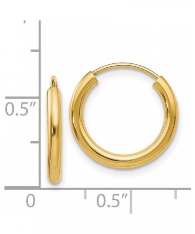 2mm Endless Hoop Earrings Polished in Real 14k Yellow Gold 15mm $156.56 Earrings