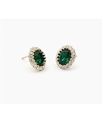 Gold Plated Oval Shaped Emerald Green Swarovski Elements Crystal with Cubic Zirconia Stud Earrings Fashion Jewelry for Women ...