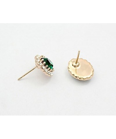 Gold Plated Oval Shaped Emerald Green Swarovski Elements Crystal with Cubic Zirconia Stud Earrings Fashion Jewelry for Women ...