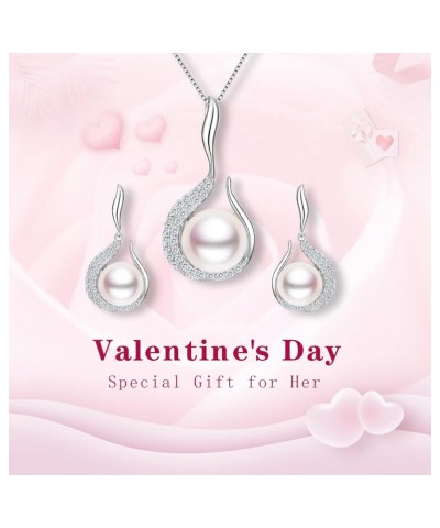 925 Sterling Silver CZ AAA Freshwater Cultured Pearl Flower Bud Necklace Earrings Set $17.76 Jewelry Sets