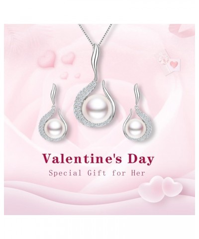 925 Sterling Silver CZ AAA Freshwater Cultured Pearl Flower Bud Necklace Earrings Set $17.76 Jewelry Sets