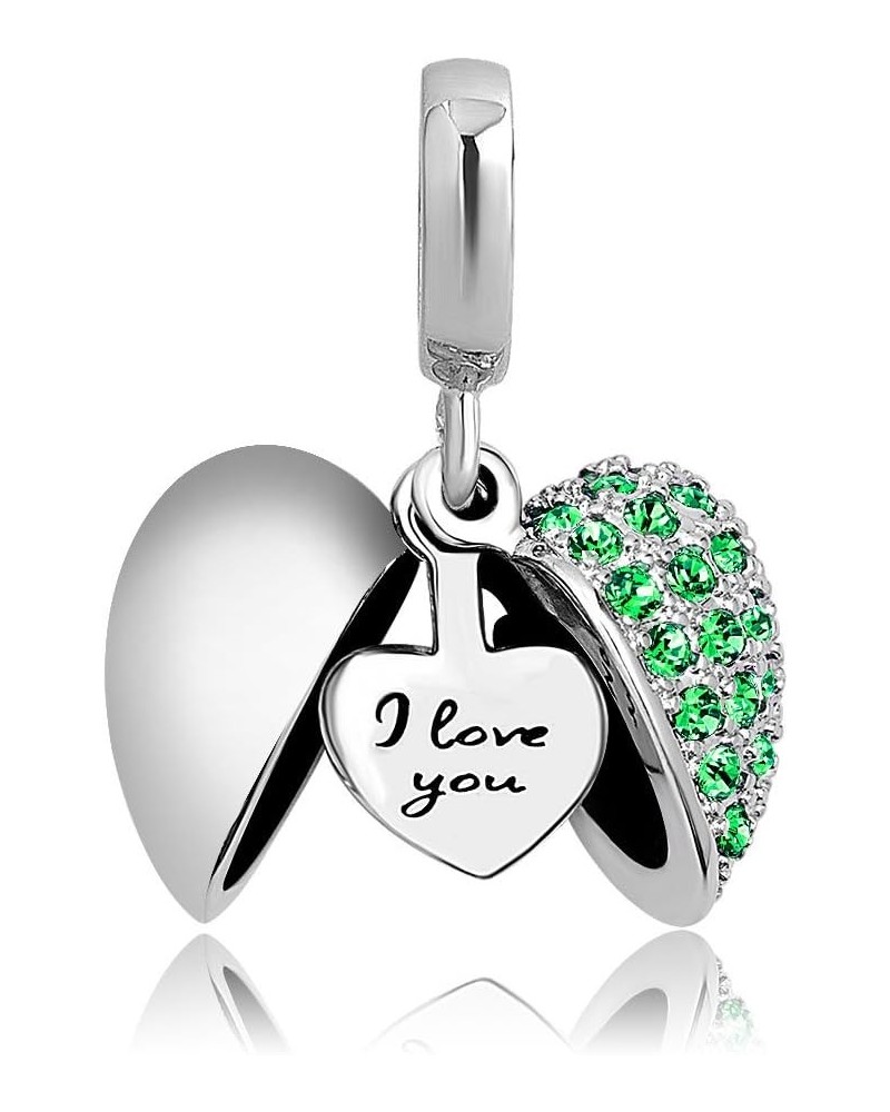 I Love You Heart Charm Dangle Bead for European Bracelet Necklace Green $8.84 Bracelets