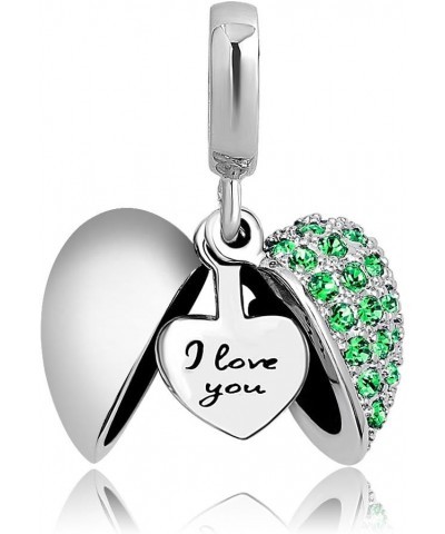 I Love You Heart Charm Dangle Bead for European Bracelet Necklace Green $8.84 Bracelets