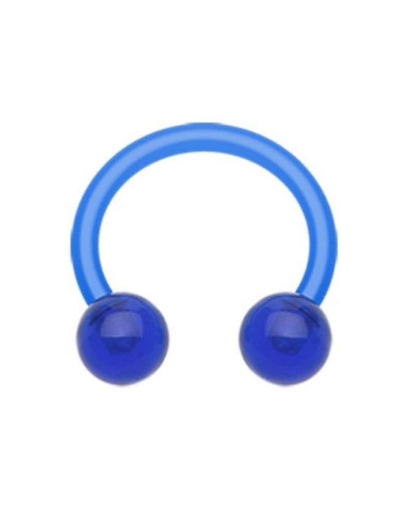 UV Acrylic Flexible Shaft Horseshoe Circular Barbell Size: 16GA, Length: 10mm, Blue $9.34 Body Jewelry