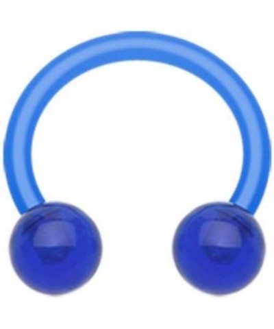 UV Acrylic Flexible Shaft Horseshoe Circular Barbell Size: 16GA, Length: 10mm, Blue $9.34 Body Jewelry