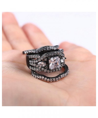 Women 3 Piece Black Gold Filled 1.5 Carat White CZ Wedding Engagement Eternity Bridal Ring Set Black gold filled $13.33 Others