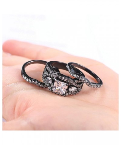 Women 3 Piece Black Gold Filled 1.5 Carat White CZ Wedding Engagement Eternity Bridal Ring Set Black gold filled $13.33 Others