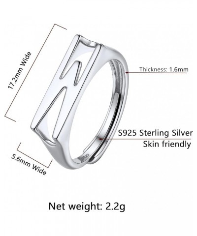 Initial Ring S925 Stamped Alphabet A-Z Stacking Ring Sterling Silver Sideways Statement Rings for Women Men, Adjustable Size ...