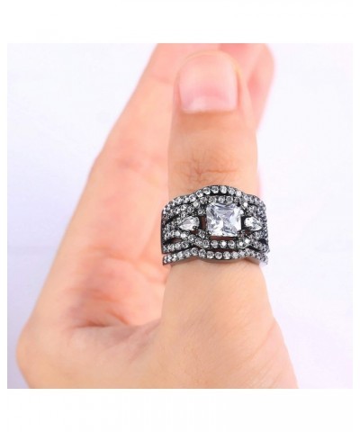 Women 3 Piece Black Gold Filled 1.5 Carat White CZ Wedding Engagement Eternity Bridal Ring Set Black gold filled $13.33 Others