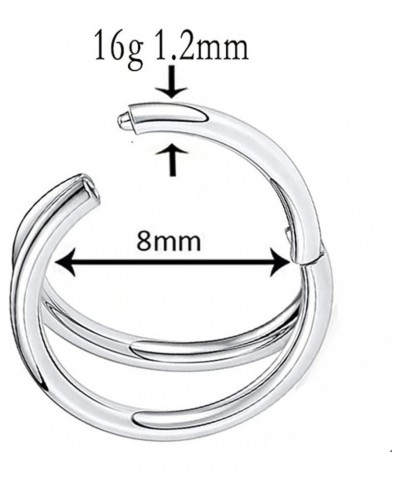 Double Hoop Nose Ring 16G Nose Hoop Nose Rings Hoops Surgical Steel Nose Rings for Women Men A:silver rose gold 8mm 8mm $8.39...