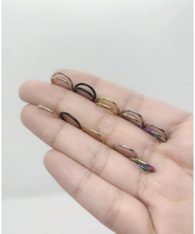 Double Hoop Nose Ring 16G Nose Hoop Nose Rings Hoops Surgical Steel Nose Rings for Women Men A:silver rose gold 8mm 8mm $8.39...